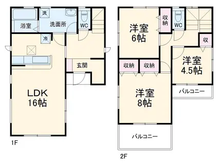 東武伊勢崎・大師線 姫宮駅 徒歩5分 2階建 築3年(3LDK)の間取り写真