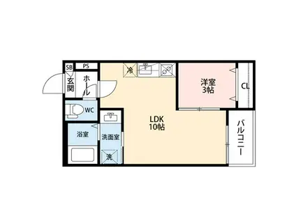 GRANDBLUE NAGASUKA1(1LDK/3階)の間取り写真