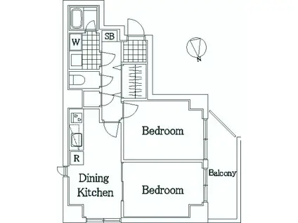 アーバンヒルズ西八王子(2DK/10階)の間取り写真