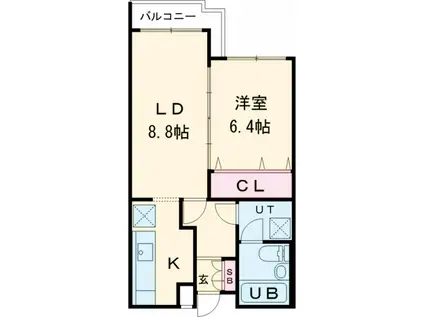 レジデンスELM(1LDK/2階)の間取り写真