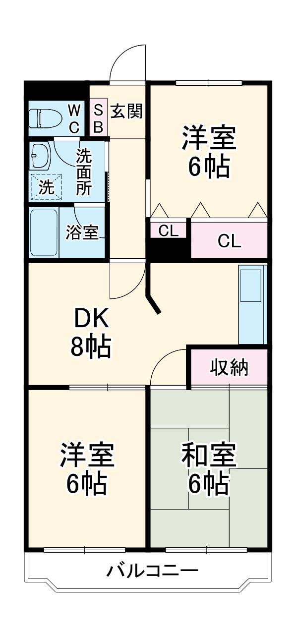 レジデンス参番館(3DK/2階)の間取り写真