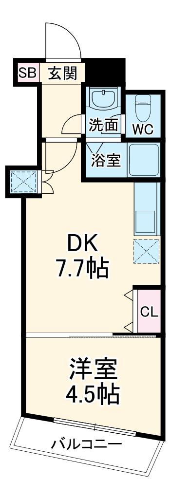 ブリリアントT(1DK/6階)の間取り写真