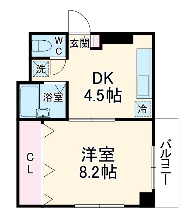 ソレイユ市川(1K/2階)の間取り写真