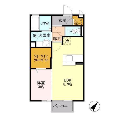 サニーテラス(1LDK/2階)の間取り写真
