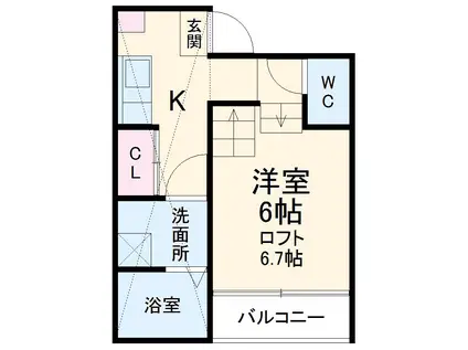 HALFLATS(1K/1階)の間取り写真