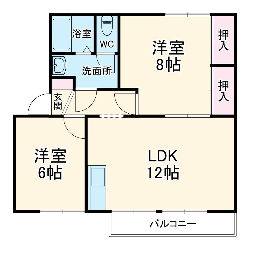 ファミールⅠ A棟(2LDK/1階)の間取り写真