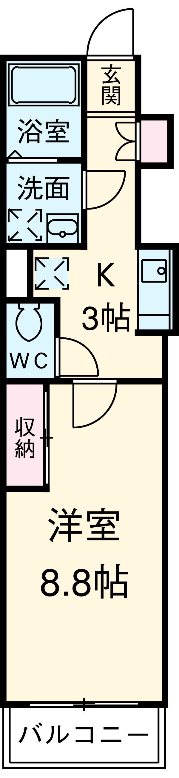グランカーサ高根台(1K/1階)の間取り写真