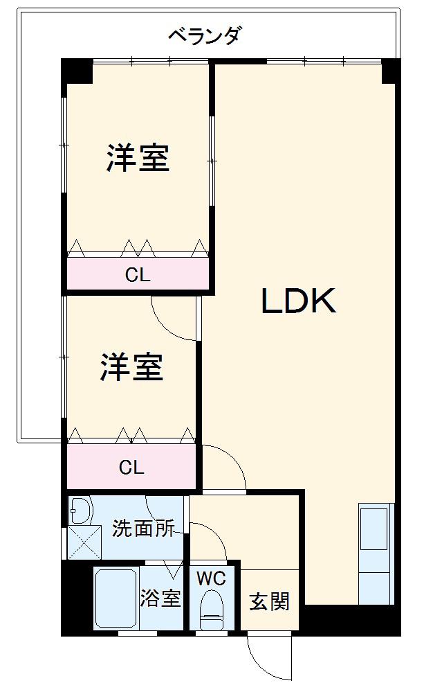 シャトー振甫(2LDK/2階)の間取り写真