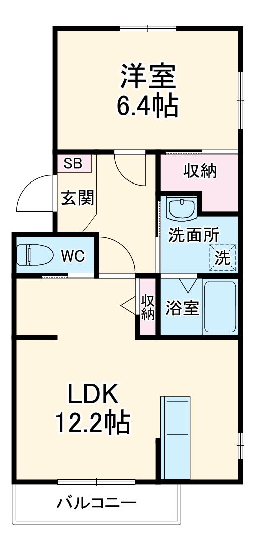 ル・リオン泉(1LDK/2階)の間取り写真