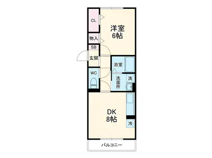 ボナールシェソワ西の杜(1DK/1階)の間取り写真