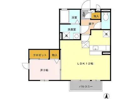 ラフィネ・タウン2(1LDK/1階)の間取り写真