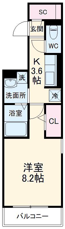 PILLARSYO(1K/2階)の間取り写真