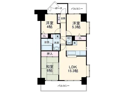 ライオンズマンション千葉みなと(3LDK/3階)の間取り写真