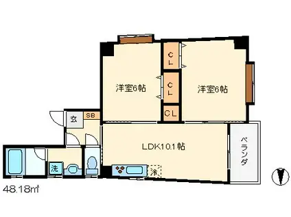 阪急電鉄京都線 烏丸駅 徒歩10分 5階建 築15年(2LDK/4階)の間取り写真