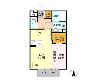 パディントン/シュシュシュシュ(1LDK/1階)の間取り写真