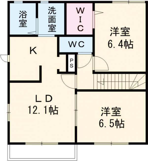 T・K Ⅱ(2LDK/2階)の間取り写真