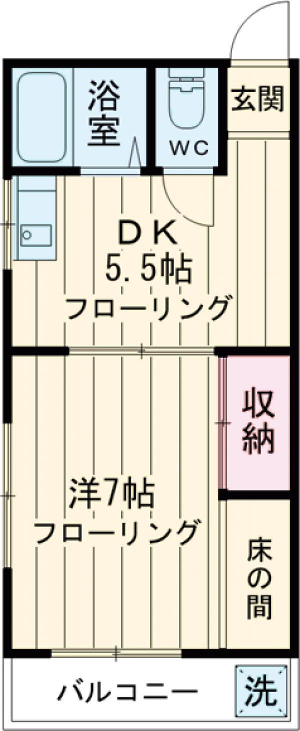 第3宮下荘(1DK/2階)の間取り写真