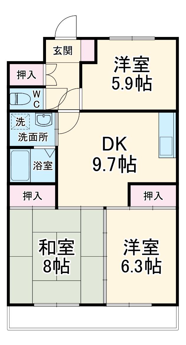 第2メゾン和幸(3DK/2階)の間取り写真