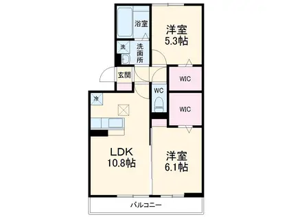 愛宕ビューハイツ 2(2LDK/1階)の間取り写真
