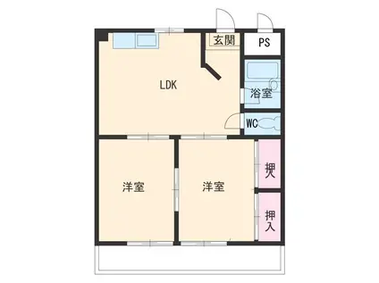 ハイツ柿田(2DK/2階)の間取り写真