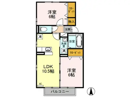 ヴェルドミールSAKAE(2LDK/2階)の間取り写真
