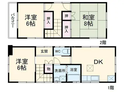 京成電鉄松戸線 高根公団駅 徒歩19分 2階建 築52年(3DK)の間取り写真