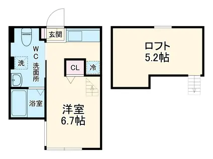 STAR CLOUD 洋光台(ワンルーム/2階)の間取り写真