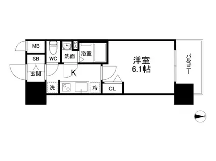 プレサンス大阪同心メゾヴィータ(1K/11階)の間取り写真