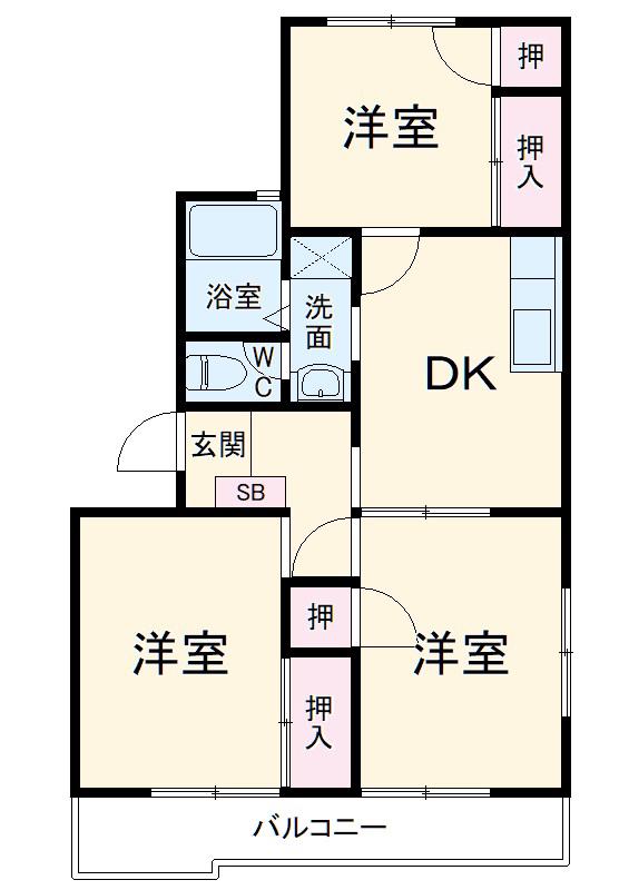 吉沢マンション(3DK/1階)の間取り写真