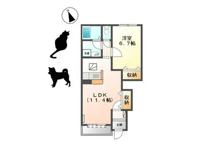 ピソ・フロール(1LDK/1階)の間取り写真