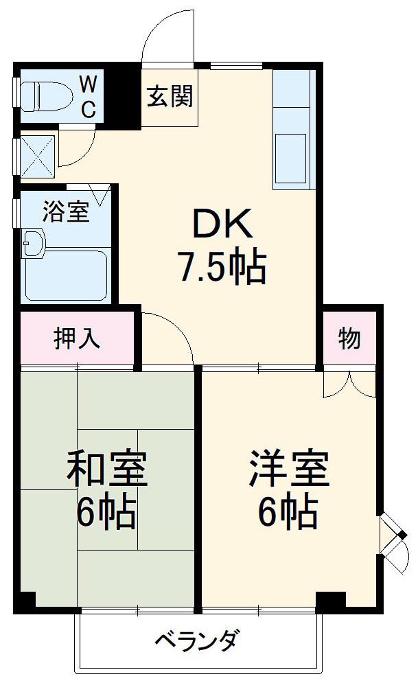 山田ハイツ(2LDK/2階)の間取り写真