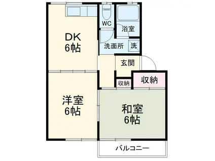 ライムささがせ Ⅱ(2DK/1階)の間取り写真