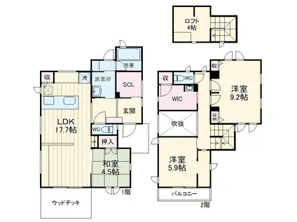 東武鉄道東上線 ふじみ野駅 徒歩14分 2階建 築9年(3LDK)の間取り写真