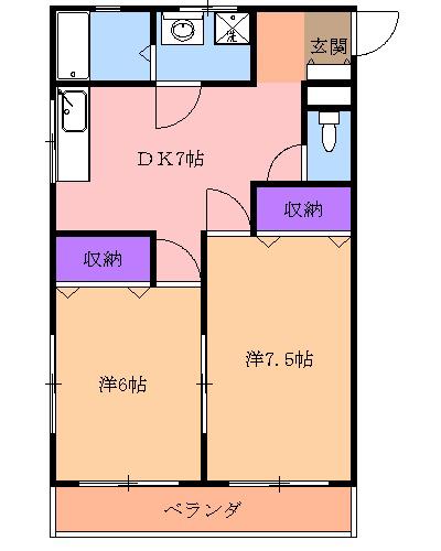 コーポ玉田(2DK/1階)の間取り写真