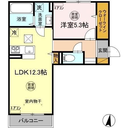 ソル・レヴェンテ A(1LDK/1階)の間取り写真