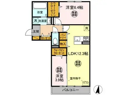 ソル・レヴェンテ A(2LDK/2階)の間取り写真