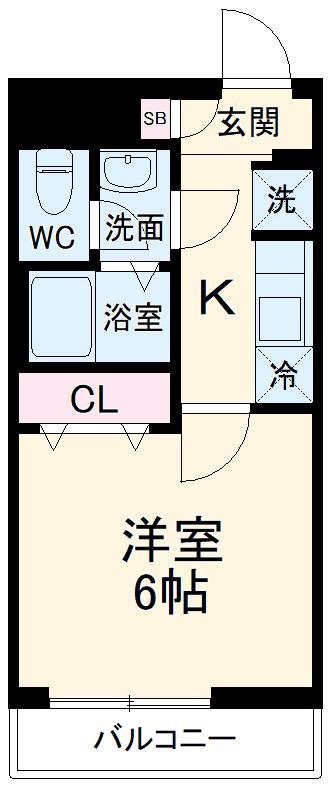 リブリ・CREST YANAGISAKIⅡ(1K/3階)の間取り写真
