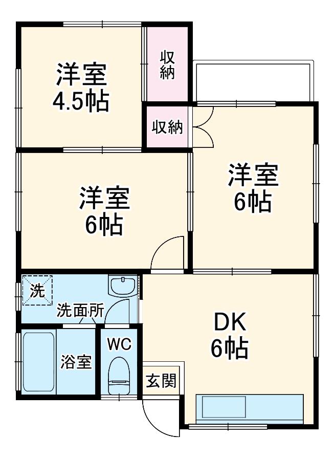 イワサワアパート(3DK/2階)の間取り写真