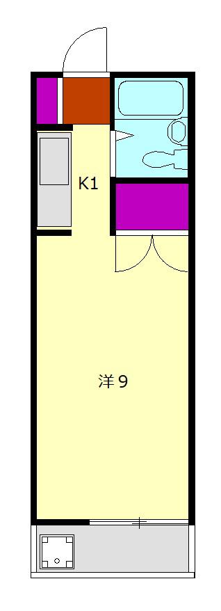 グリーンライフ奥津(ワンルーム/2階)の間取り写真