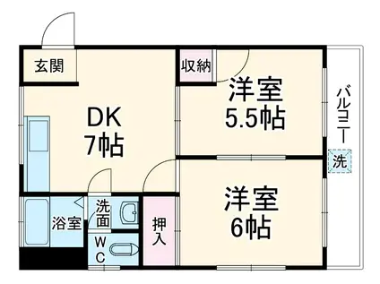 湯浅マンション(2DK/1階)の間取り写真