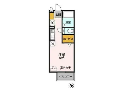 ベルデュール(ワンルーム/2階)の間取り写真