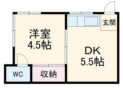 萩原荘(1DK/2階)の間取り写真