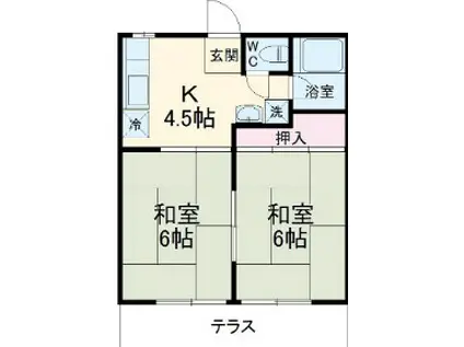 西田ハイツ(2K/2階)の間取り写真