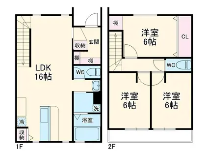 名鉄名古屋本線 名鉄岐阜駅 徒歩60分 2階建 築4年(3LDK)の間取り写真