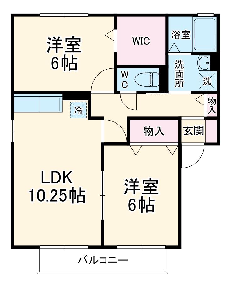 フラッツA(2LDK/2階)の間取り写真