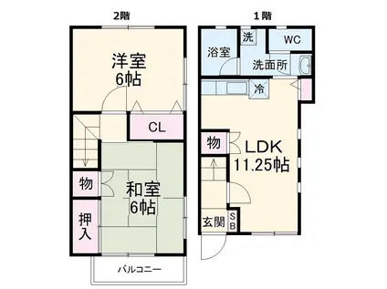 シャトレーアキⅡ(2LDK/1階)の間取り写真