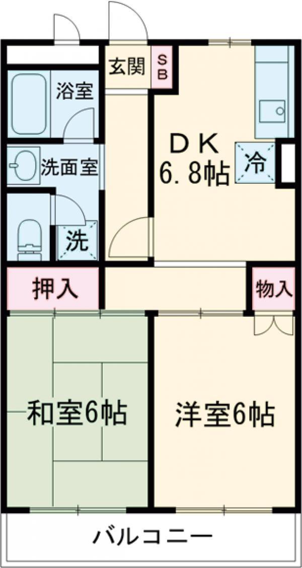 エーデルハイム成城(2DK/2階)の間取り写真