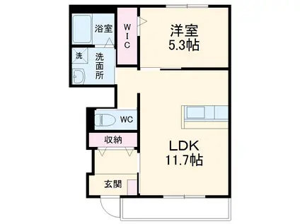 成田線 木下駅 徒歩11分 2階建 築5年(1LDK/1階)の間取り写真