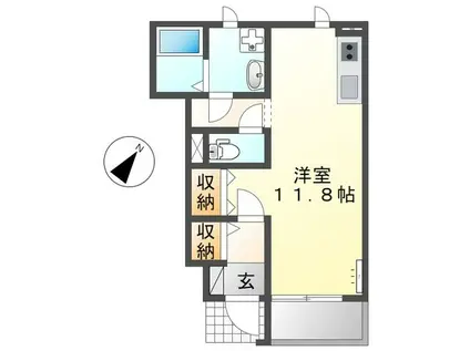 つぼみハイツ(ワンルーム/1階)の間取り写真