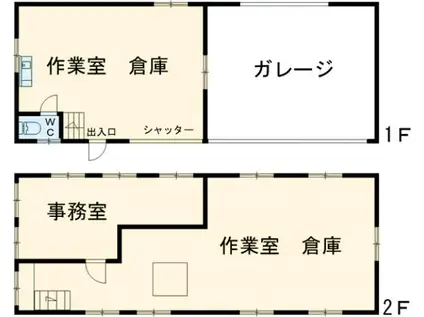 山陰本線 園部駅 徒歩21分 2階建 築34年(2SK)の間取り写真